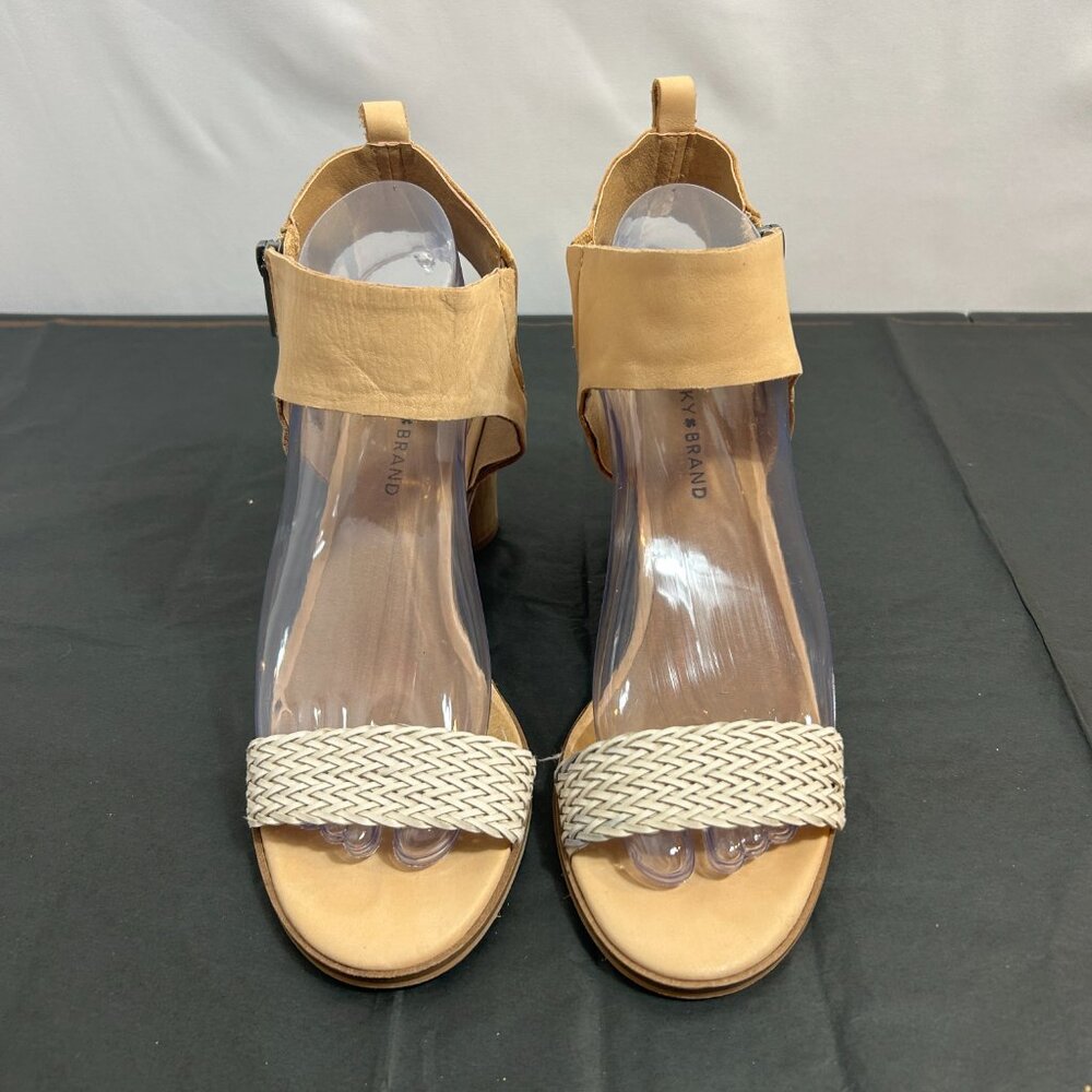 Lucky Brand Pomee heeled sandals with an ankle strap and braided toe strap 8.5 - Picture 2 of 7